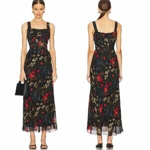 POLO RALPH LAUREN Sleeveless Floral Print Chiffon Dress Midnight Garden Size 6